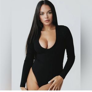 Klassy Network Black Deep V Long Sleee Bramsuit